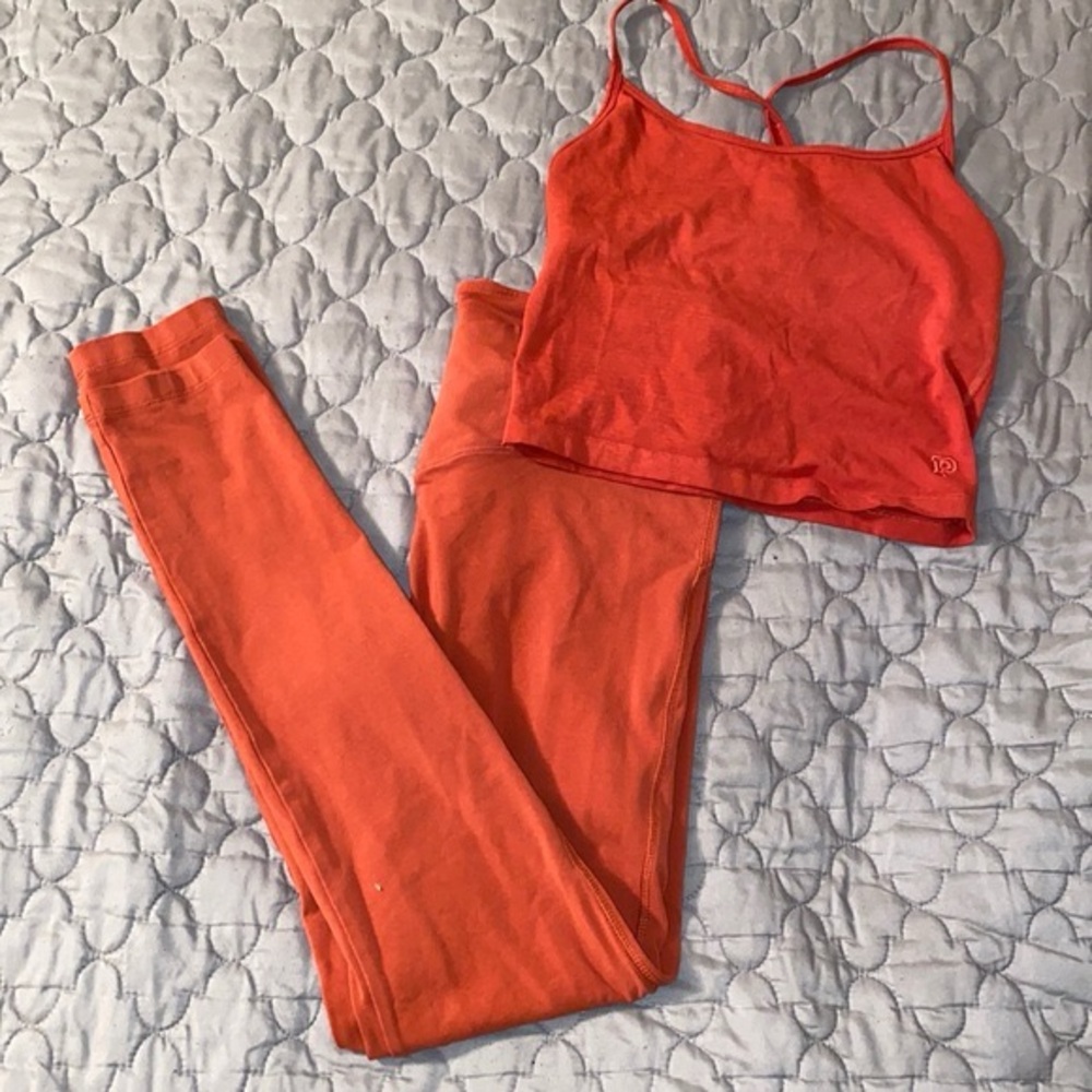 PINK Victoria's Secret Burnt Orange Leggings and Cotton Cropped Top Set